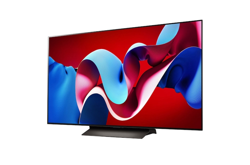 صورة جانبية بزاوية مائلة لليسار لتلفزيون LG OLED evo TV،‏ OLED C4