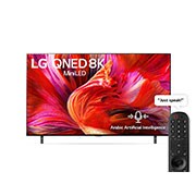 LG سلاسل تلفزيون QNED 75 بوصة QNED95، تصميم شاشة سينمائية 8K بتقنية HDR السينمائية ومنصة WebOS الذكية وميزة تقنية ThinQ AI Mini LED, 75QNED95VPA