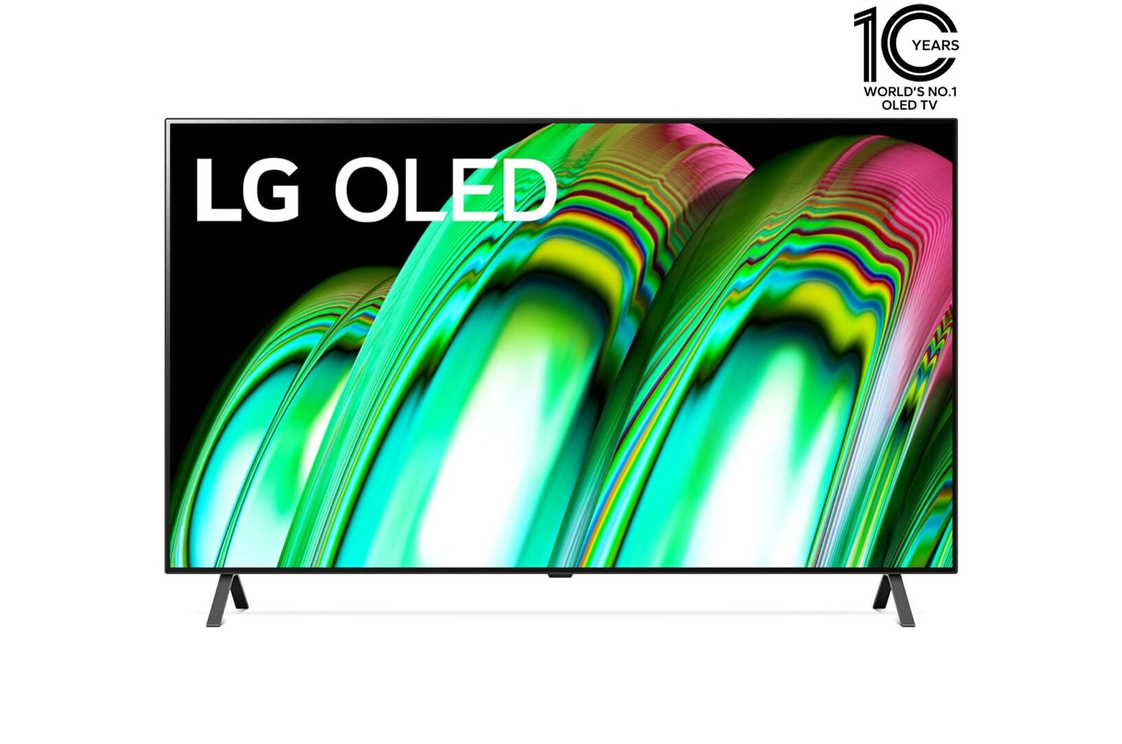 مظهر أمامي يوضح إصدار المعرض من تلفزيون OLED evo من إل جي على الشاشة