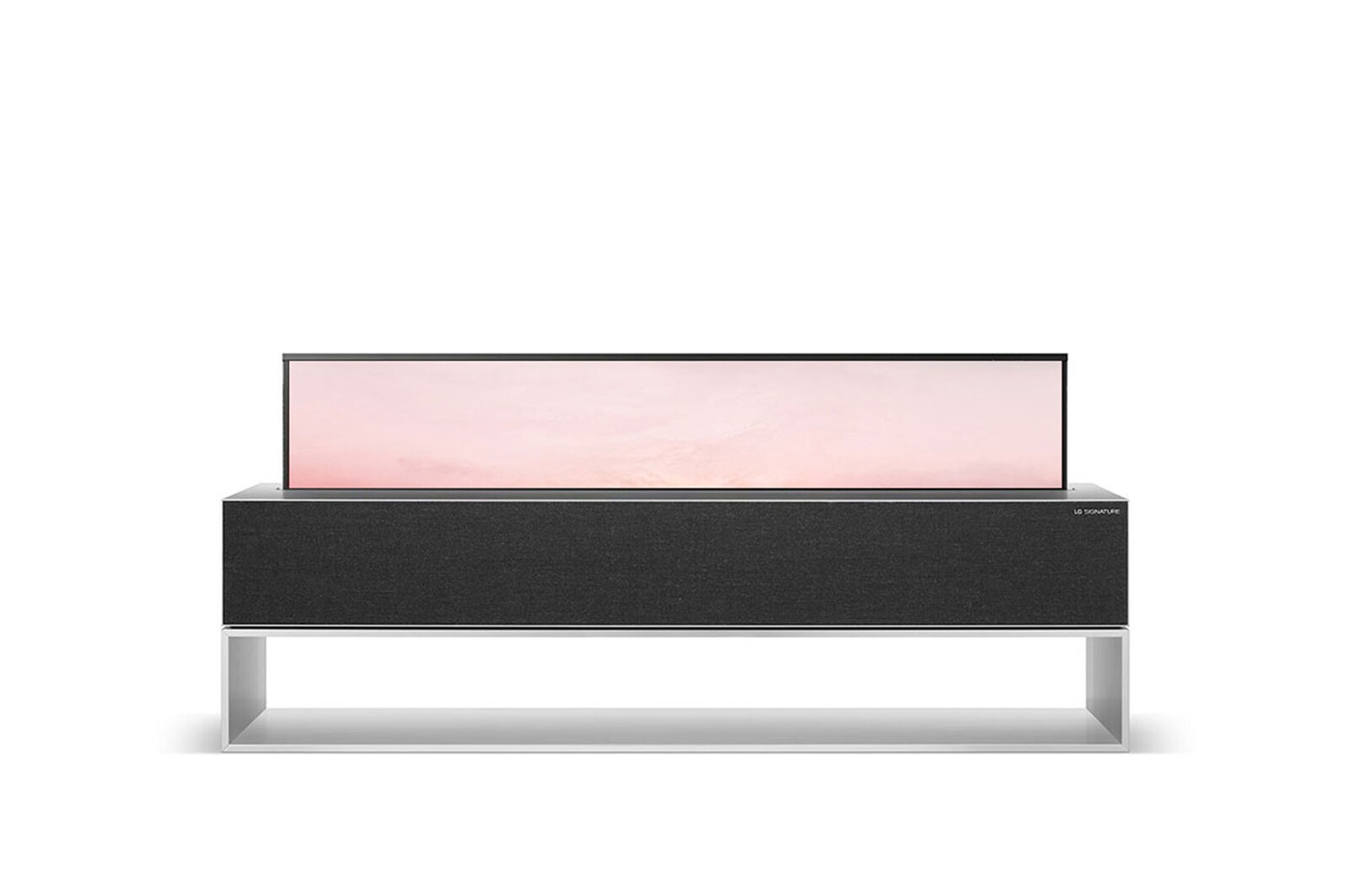 Front view of the TV screen Rolling out