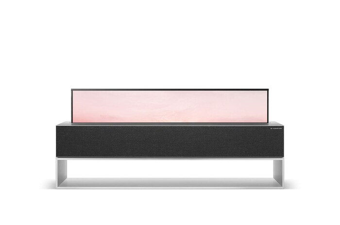 Front view of the TV screen Rolling out