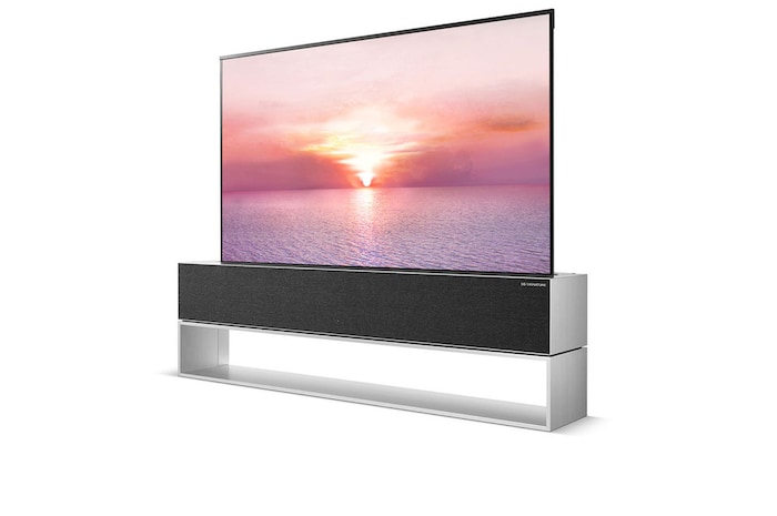 Left side view of the TV screen rolled out