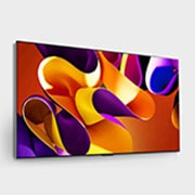 صورة جانبية مائلة بزاوية لليمين لتلفزيون LG OLED evo TV،‏ OLED G4 على الحائط