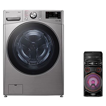 صورة أمامية لـ غسالة 19 كجم | مجفف 12 كجم | Steam | Turbo + LG XBOOM RNC7 PTWS1912X.RNC7