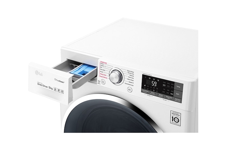 LG إل جي التحميل الأمامي 9 كغ أبيض تيربو واش, WFS0914WH
