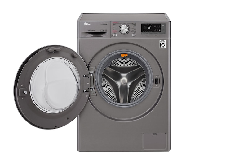 LG غسالة بباب أمامي سعة 9 كجم، بلون فضي، تدعم تطبيق SmartThinQ (عبر اتصال Wi-Fi), TurboWash™, WFS0914XMN