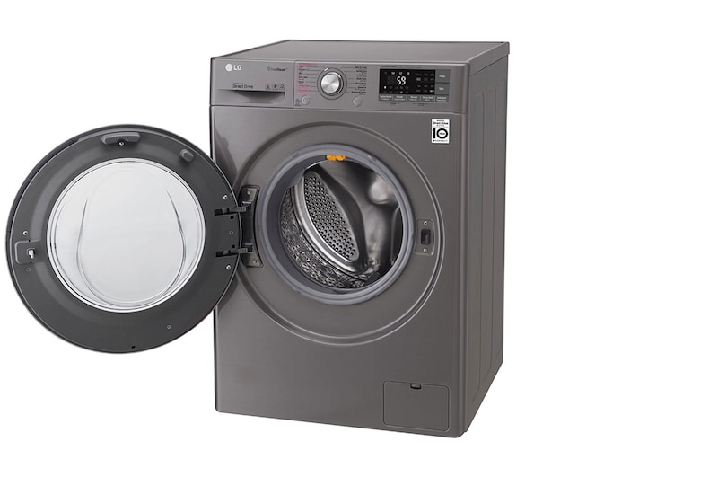 LG غسالة بباب أمامي سعة 9 كجم، بلون فضي، تدعم تطبيق SmartThinQ (عبر اتصال Wi-Fi), TurboWash™, WFS0914XMN