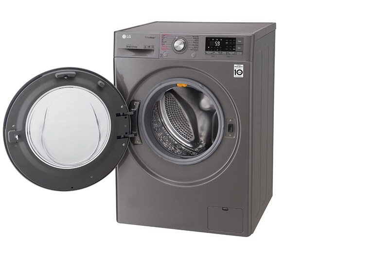 LG غسالة بباب أمامي سعة 10.5 كجم، بلون فضي، تدعم تطبيق SmartThinQ (عبر اتصال Wi-Fi), ™TurboWash, WFS1114XMN