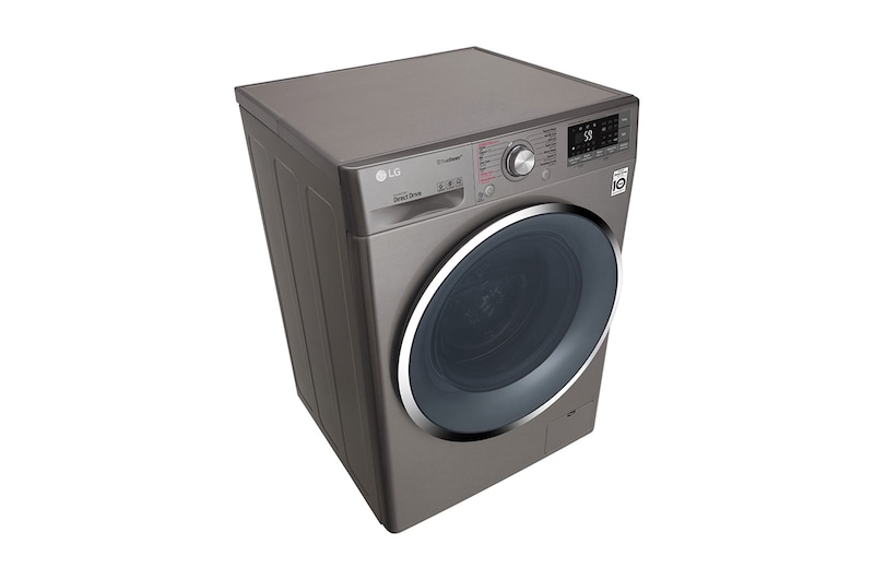 LG غسالة بباب أمامي سعة 10.5 كجم، بلون فضي، تدعم تطبيق SmartThinQ (عبر اتصال Wi-Fi), ™TurboWash, WFS1114XMN