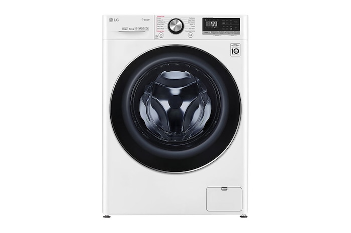 LG غسالة سعة 10.5 كجم ذات تحميل أمامي مع AI DD™، لون أبيض , WFV1114WHT