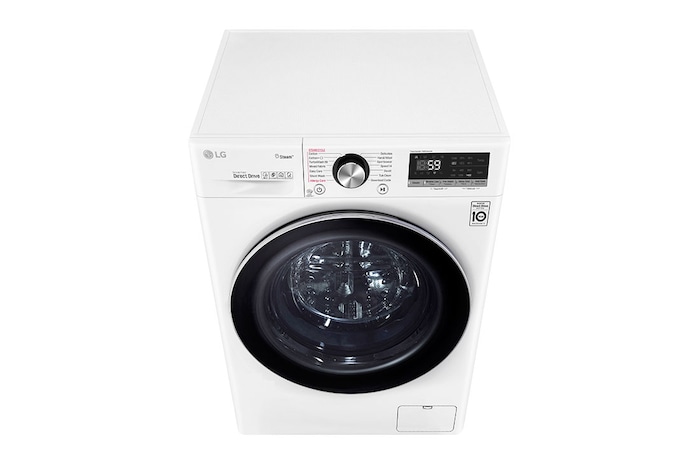 LG غسالة سعة 10.5 كجم ذات تحميل أمامي مع AI DD™، لون أبيض , WFV1114WHT