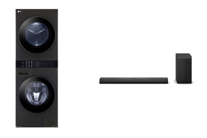 صورة أمامية لـ تحميل أمامي | لوحة تحكم بالمنتصف | 13 كجم غسيل | 10 كجم تجفيف | لوحة التحكم باللغة العربية فقط + مكبر صوت LG Soundbar S70TY للتلفزيون مع تقنية Dolby Atmos و3.1.1 قناة   WK1310BST.S70T001