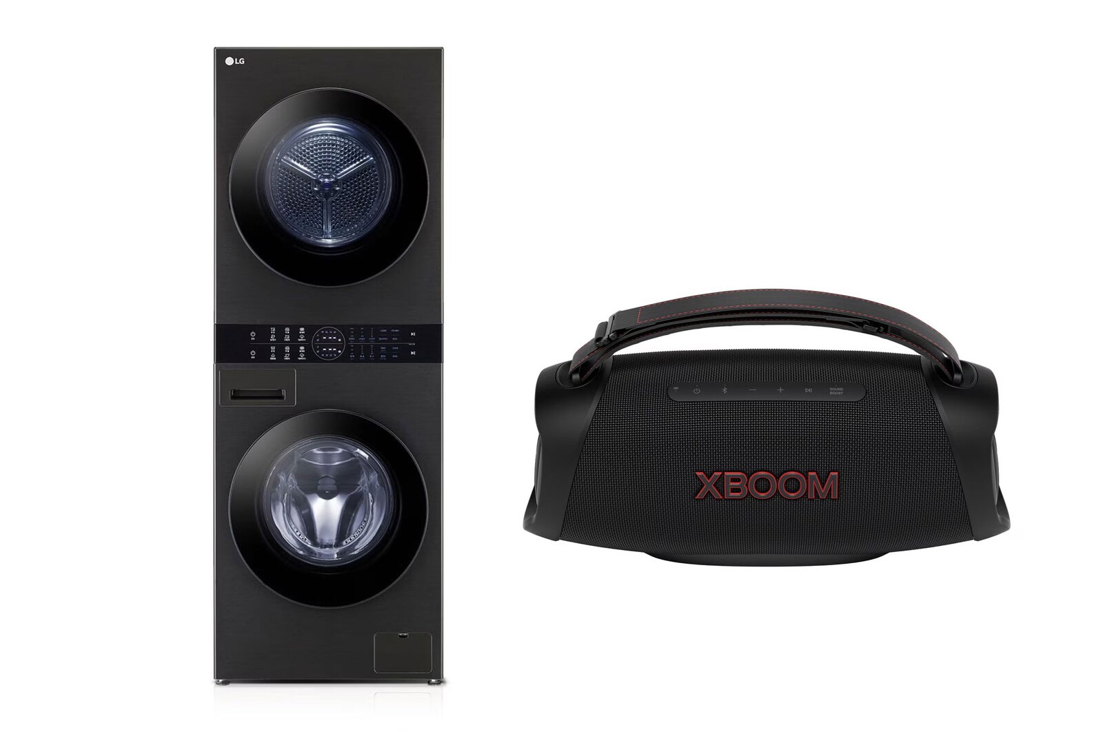 صورة أمامية لـ تحميل أمامي | لوحة تحكم بالمنتصف | 13 كجم غسيل | 10 كجم تجفيف + LG XBOOM Go XG8T WK1310BST.XG8T