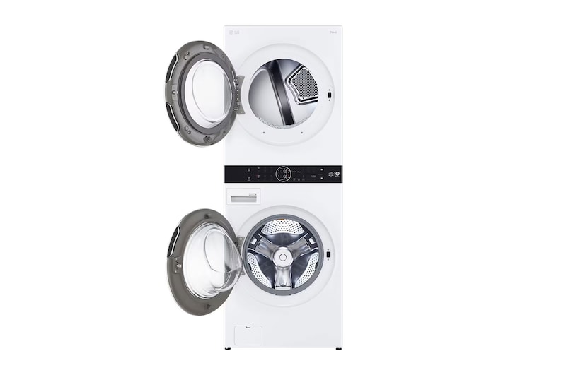 LG غسالة ومجفف وحدة واحدة| 21 كجم | تحميل أمامي | مع لوحة تحكم بالمنتصف | AI D | TurboWash™ 360 | ™+Steam, WK2116WHT1