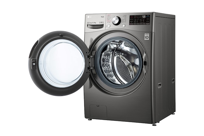 LG سعة 15 كجم، تحميل أمامي، لون فضي بلاتيني، تقنية البخار، محرك الدفع المباشر العاكس، تنظيف سريع, WS1508XMT