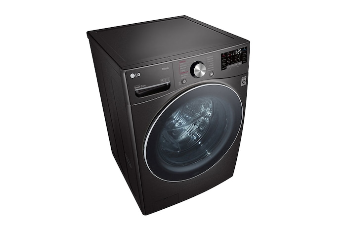 LG سعة 21 كجم، تحميل أمامي، لون أسود، AI DD، TurboWash 360، تنظيف بالبخار, WS2112BST