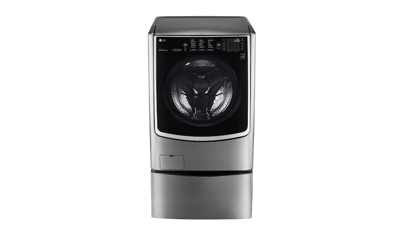 LG غسالة 21 كجم مع 12 كجم مجفف + 3.5 كجم غسالة صغيرة، لون فضي ، Smart ThinQ (Wi-Fi) ، بخار ، غسيل تيربو, WST2112XM