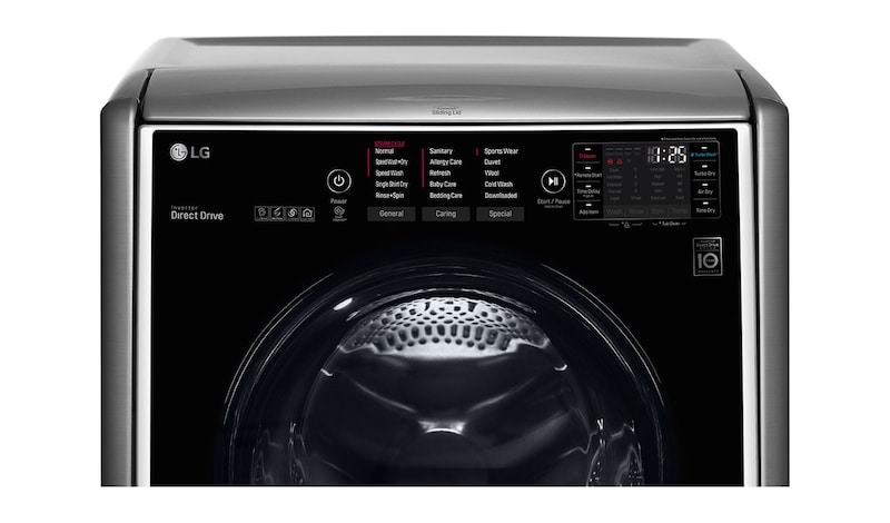 LG غسالة 21 كجم مع 12 كجم مجفف + 3.5 كجم غسالة صغيرة، لون فضي ، Smart ThinQ (Wi-Fi) ، بخار ، غسيل تيربو, WST2112XM