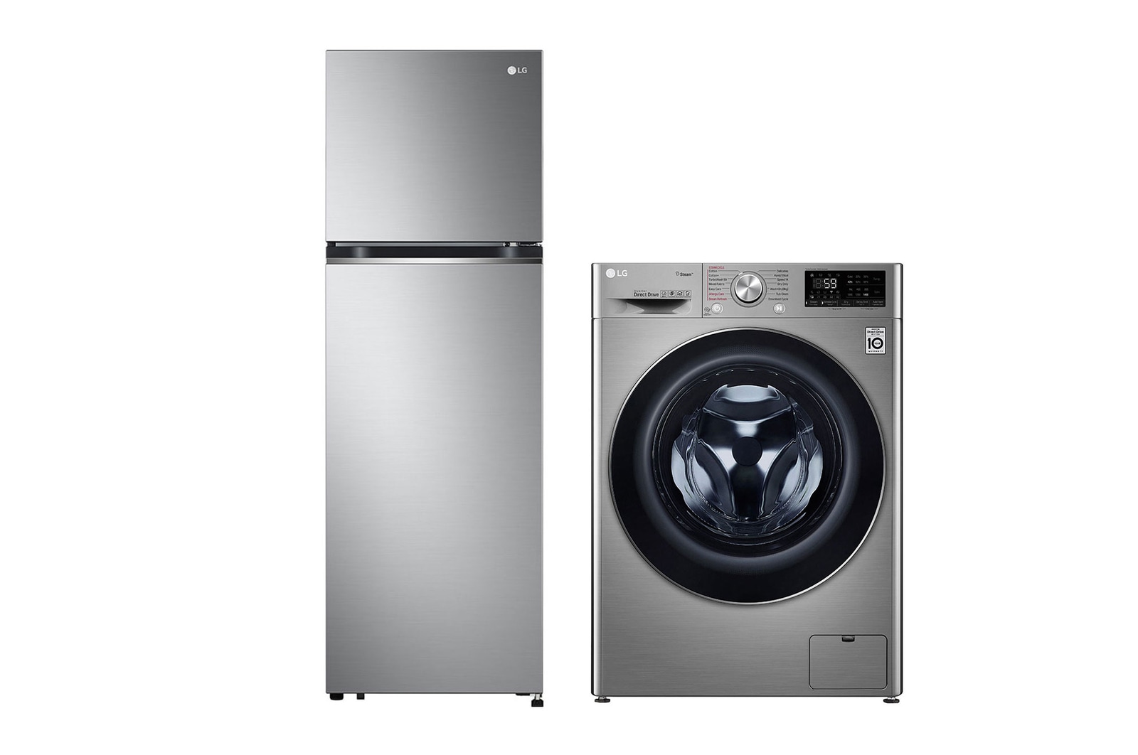 صورة أمامية لـ  سعة 10.5 كجم | مجفف سعة 7 كجم | تحميل أمامي | AI DD + ثلاجة بفريزر علوي ، لون فضي ، تشخيص ذكي ، ضاغط عاكس WSV1107X.LT11CBB
