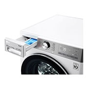LG غسالة سعة 12 كجم مع مجفف سعة 8 كجم ، غسالة ذات تحميل أمامي بتقنية ™AI DD (عناية ذكية مع حماية أكبر بنسبة ٪18 للأقمشة) ، لون أبيض ، لوحة معدنية جديدة ، بخار + (العناية بالتجاعيد والحساسية) ، غسيل تربو 360 (39 دقيقة) ، ThinQ™ (Wi-Fi) ،, WSV1208WHT