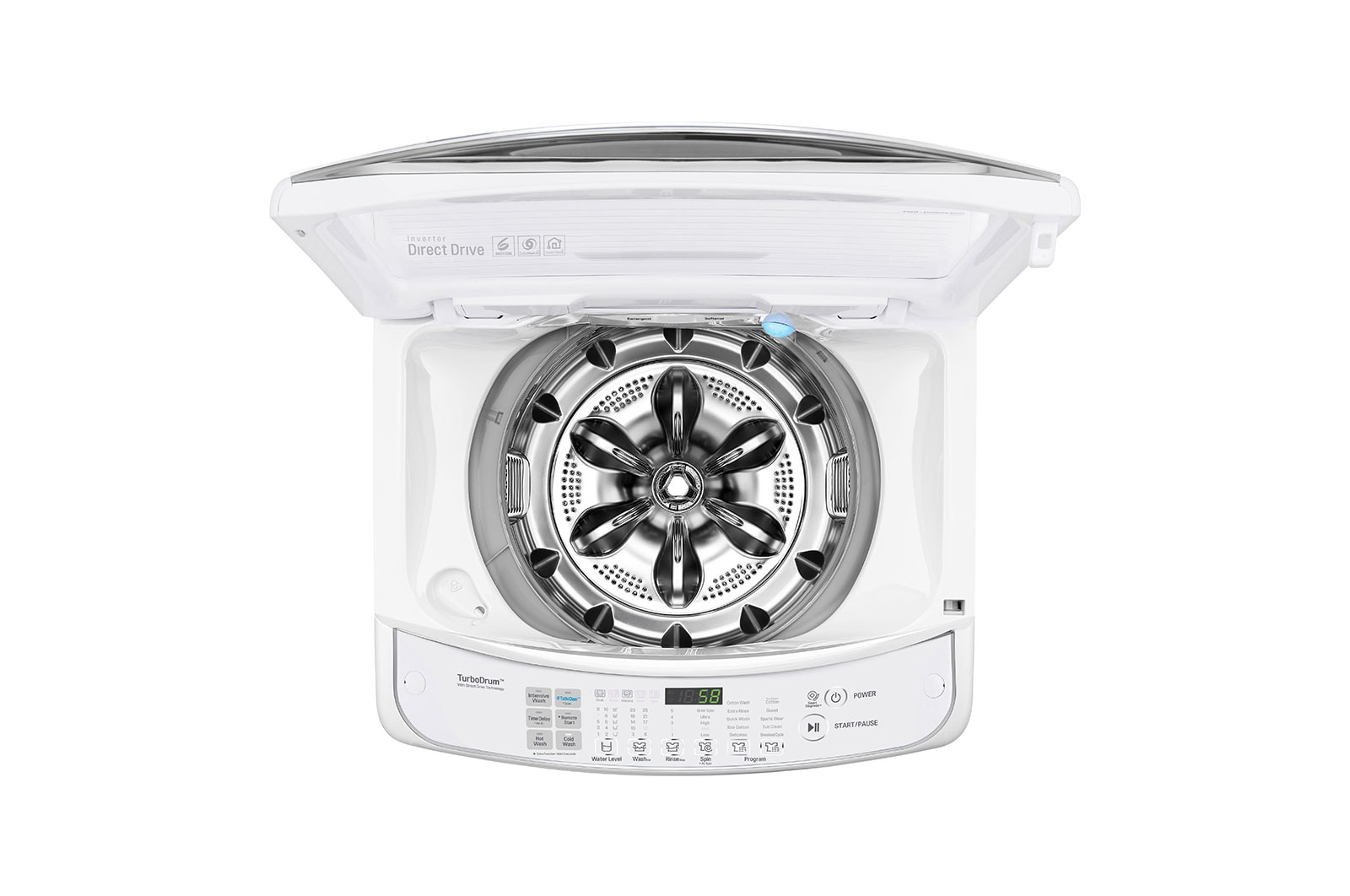 LG بباب علوي سعة 14 كجم | ™TurboWash3D | بخار | تنظيف الحوض | ThinQ, WTS14HHWK