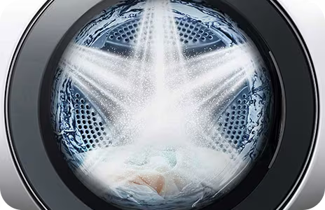 توضح هذه الصورة الماء وهو يتدفق من غسالة الملابس في 5 اتجاهات.	