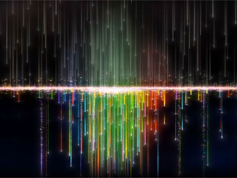 تتدفق وحدات البيسكل متعددة الألوان على شاشة تمر عبر مرشحات الجسيمات النانوية وبعد ذلك تصبح الجزيئات أكثر إشراقًا ووضوحًا. 