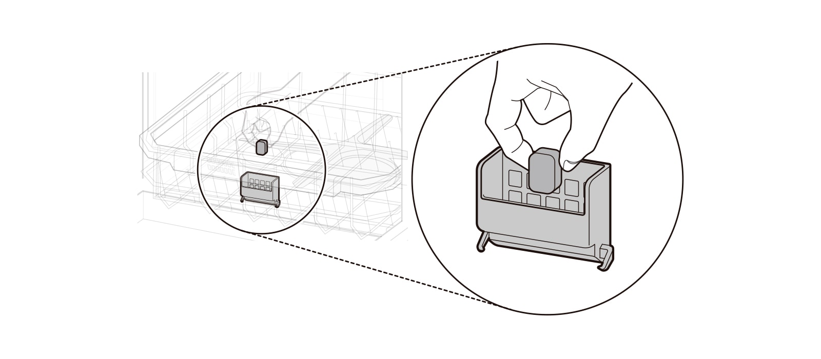 If detergent tablets do not dispense properly from the dispenser, use the Tablet Tray instead.