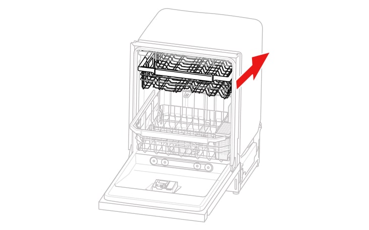 The upper dish rack can be adjusted for the combination position Adjust the height according to the type of dish you will use