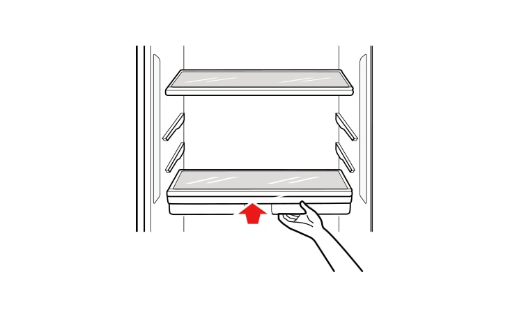 Slide the shelf into the guides until it stops.