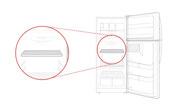 This is the shelf at the top of the refrigerator compartment