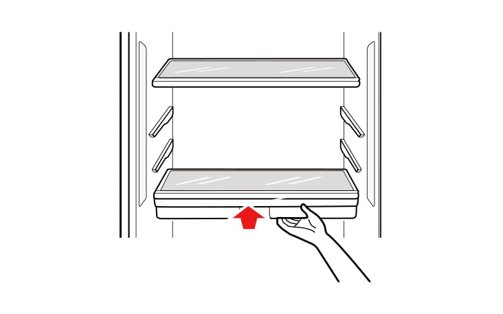 Slide the shelf into the guides until it stops.