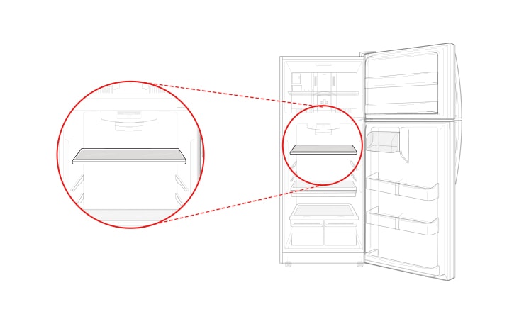 This is the shelf at the top of the refrigerator compartment