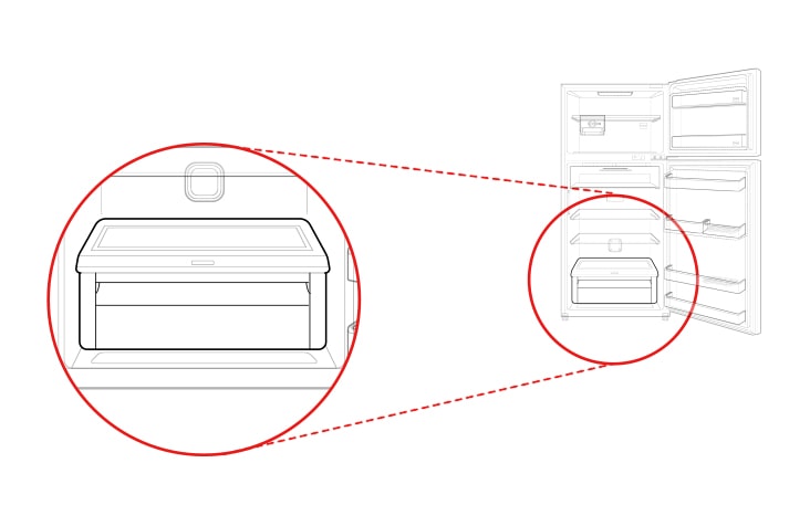 This is a drawer that connects to the bottom of the refrigerator compartment