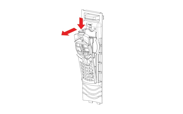 Push the upper and lower part of the filter down and pull forward