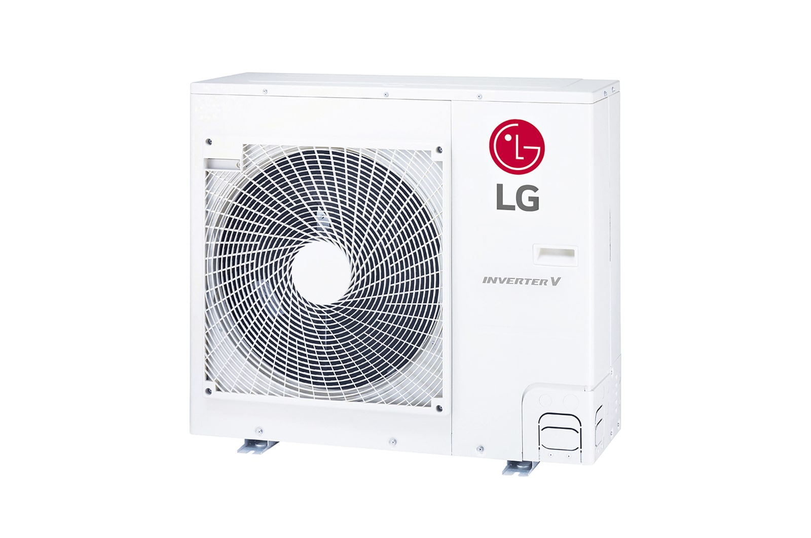 LG Single Split Outdoor Unit has a long rectangular shape and has a large fan built-in inside.