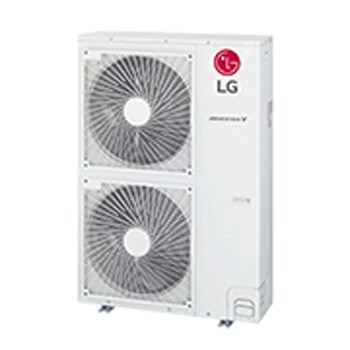 LG Single Split Outdoor Unit has a long rectangular shape and has the large fans built-in inside.