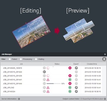 Screen image of preview & register in SuperSign Media editor