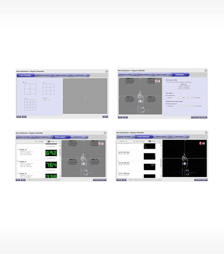 Examples screen of regular format distribution in SuperSign media editor