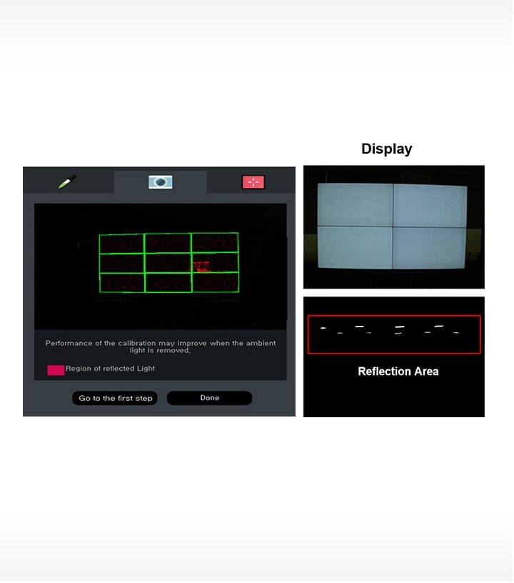 The detecting reflections of SuperSign WB, The display of SuperSign WB