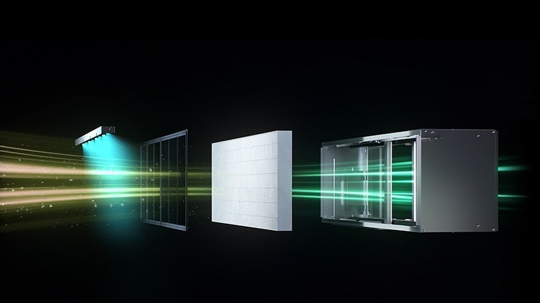 A video clip which follows wind from inside the LG Ceiling Concealed Duct to an indoor office, where the duct is installed