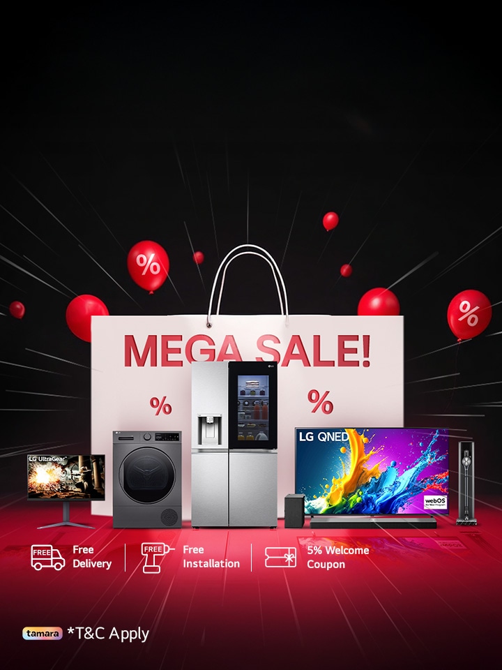 Don't miss the LG Mega Sale 2025! Discover unbeatable offers on OLED TVs, refrigerators, washing machines, air conditioners, and more. Shop now at LG Saudi Arabia and upgrade your home with the latest innovations.