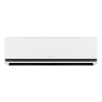 Front view of an LG air conditioner with the lower vanes slightly open