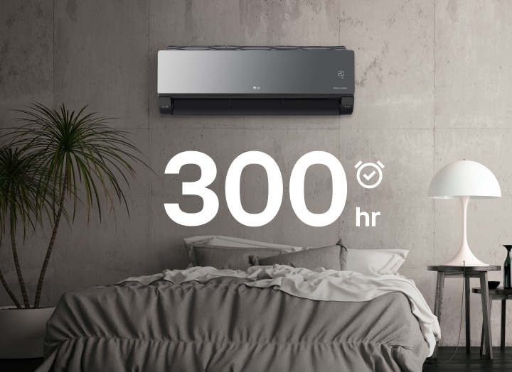 A man and a woman enjoying the cool breeze under an air conditioner set to 16 degrees	
