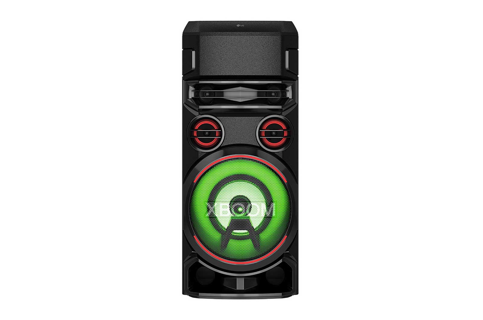 LG XBOOM RN7, Tweeter 2"x2, Mid 3"x2, Woofer 8", Super Bass Boost, Dual Bass Blast, Party Strobe, DJ App & DJ Pad, Karaoke Star & Vocal Sound control, Guitar Input, RN7