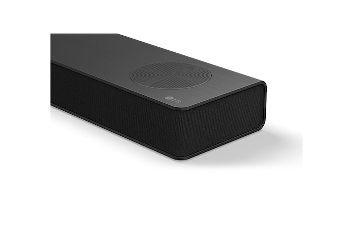 Front view of LG Soundbar S80TR's side corner