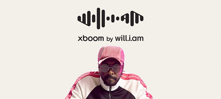 will.i.am's image with xboom by will.i.am logo play on top	