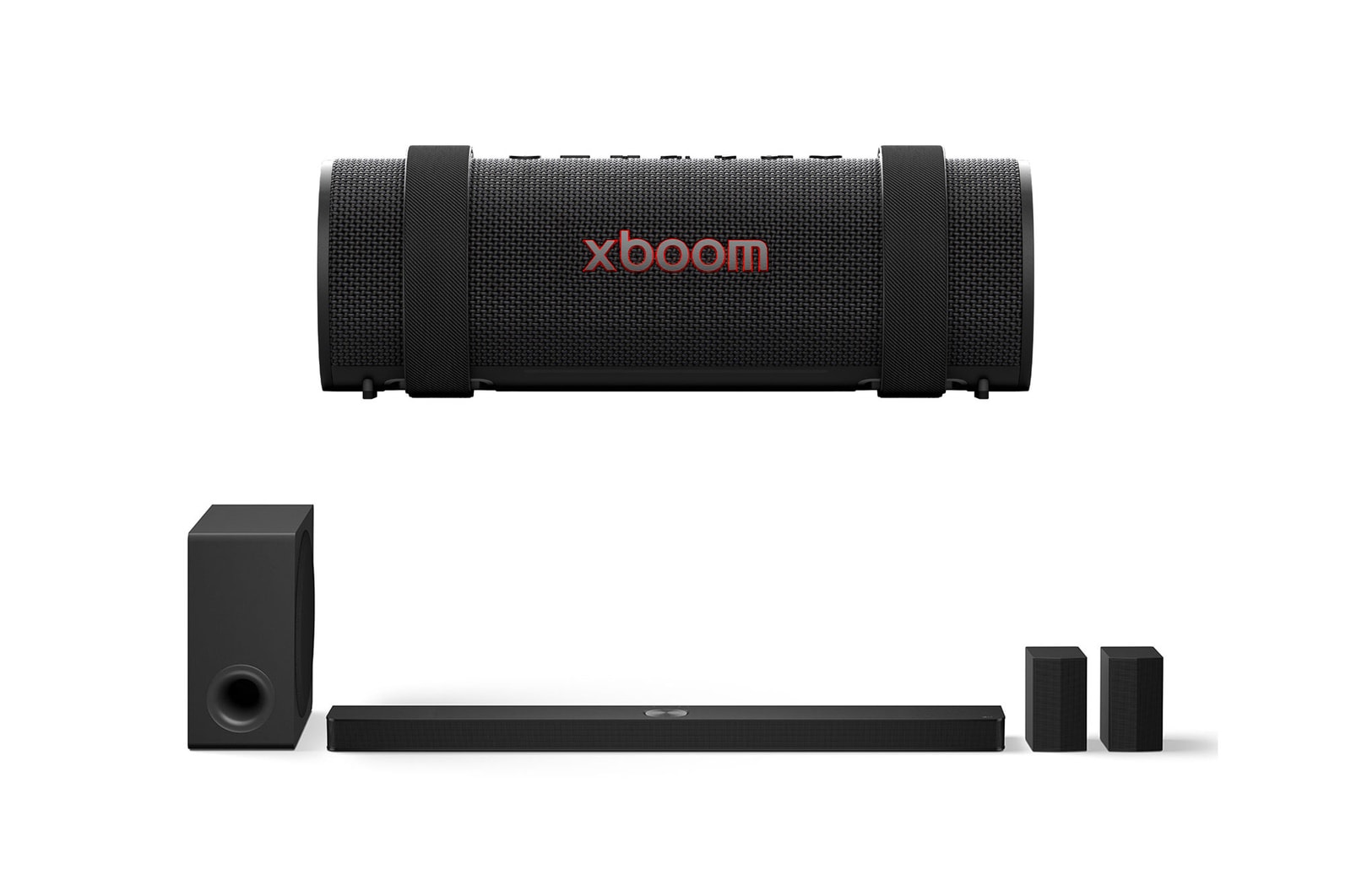 Front view of LG Soundbar for TV with Dolby Atmos 7.1.3 channel S90TR + LG xboom Grab tuned by will.i.am S90TR.GRAB001