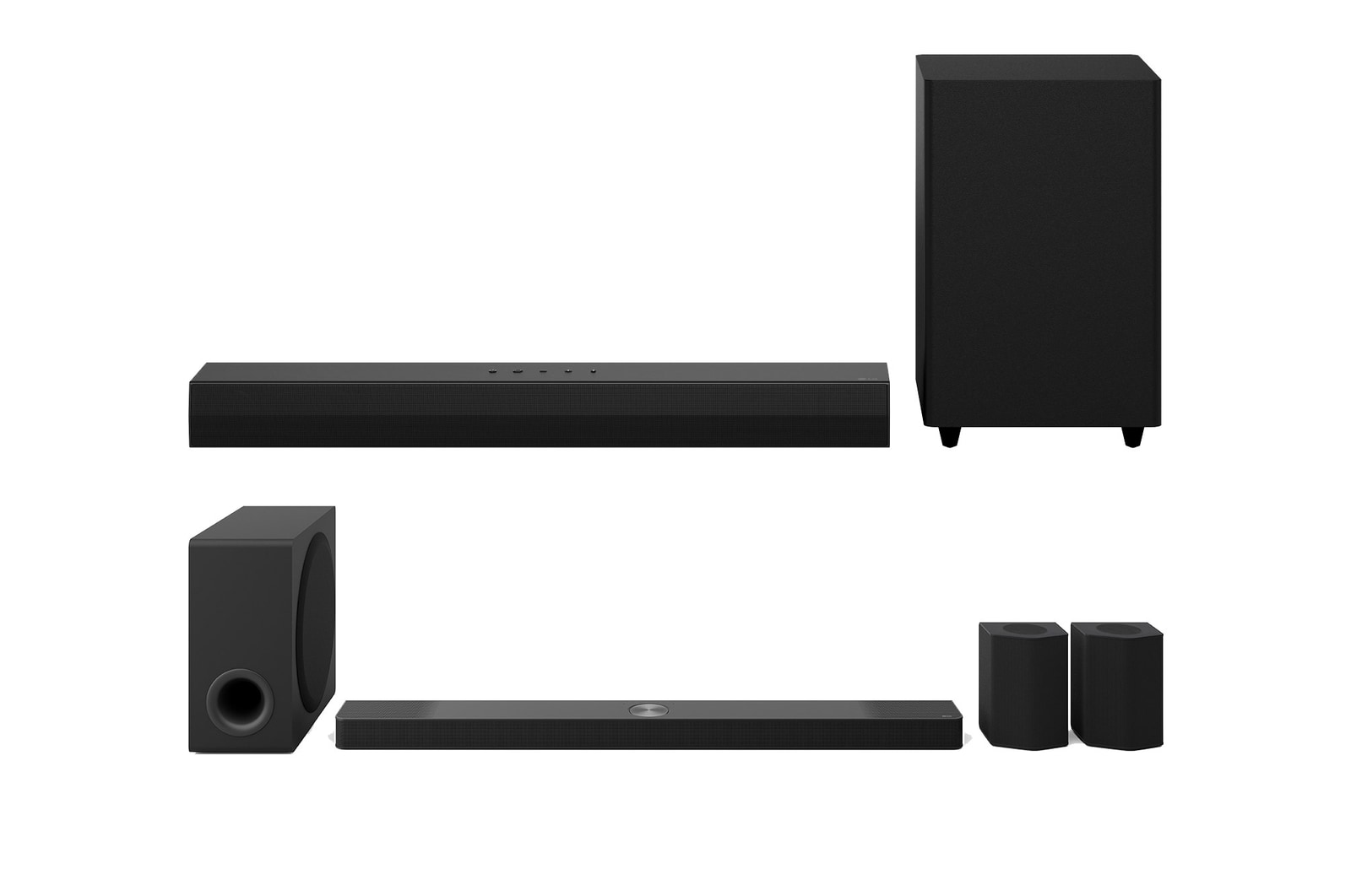 Front view of 9.1.5 channel LG Home Cinema Soundbar with Surround Sound and Rear Speakers S95TR + LG Soundbar S30A with WOW Orchestra and WOW Interface S95TR.S30A001