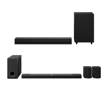 Front view of 9.1.5 channel LG Home Cinema Soundbar with Surround Sound and Rear Speakers S95TR + LG Soundbar S30A with WOW Orchestra and WOW Interface S95TR.S30A001